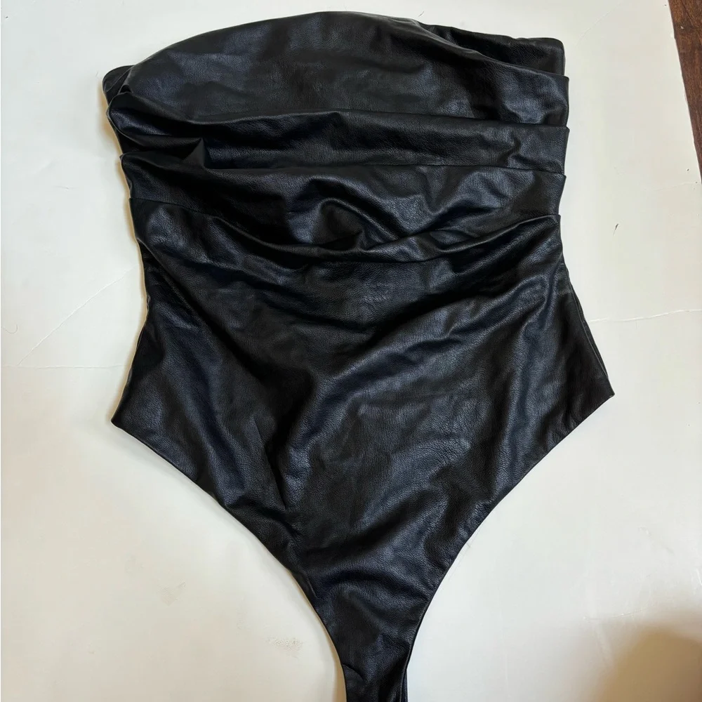 Naked Wardrobe Strapless Leather Bodysuit - Picture 4 of 6